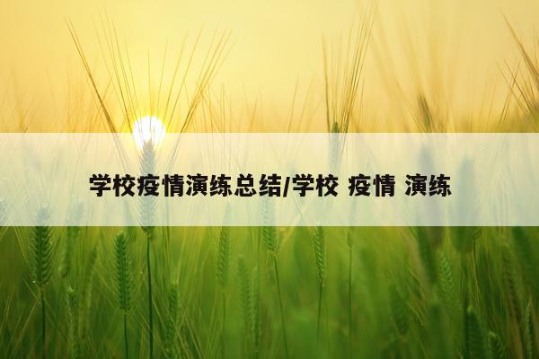 学校疫情演练总结/学校 疫情 演练