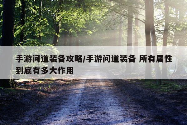 手游问道装备攻略/手游问道装备 所有属性到底有多大作用