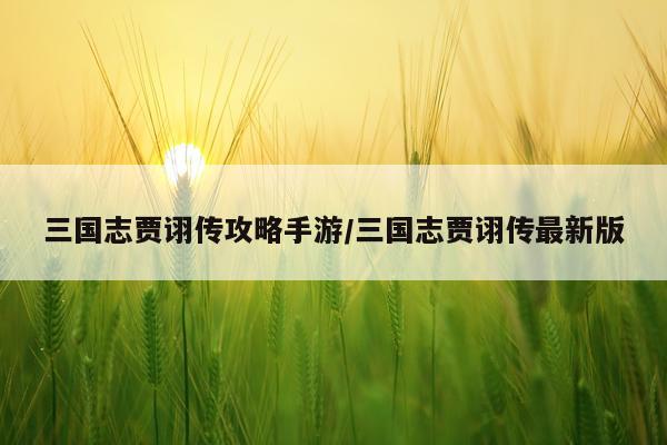 三国志贾诩传攻略手游/三国志贾诩传最新版