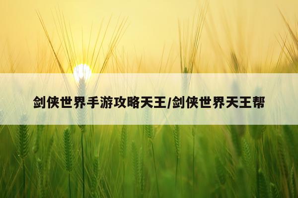 剑侠世界手游攻略天王/剑侠世界天王帮
