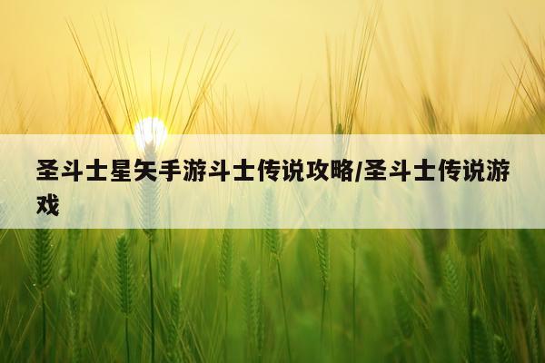 圣斗士星矢手游斗士传说攻略/圣斗士传说游戏