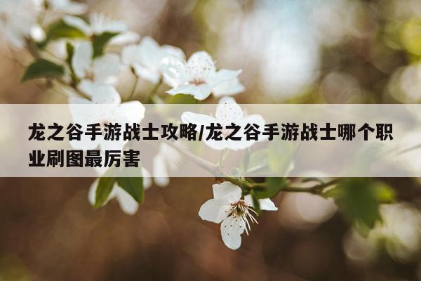 龙之谷手游战士攻略/龙之谷手游战士哪个职业刷图最厉害
