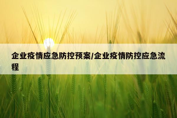 企业疫情应急防控预案/企业疫情防控应急流程