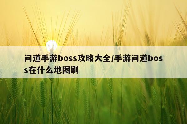 问道手游boss攻略大全/手游问道boss在什么地图刷