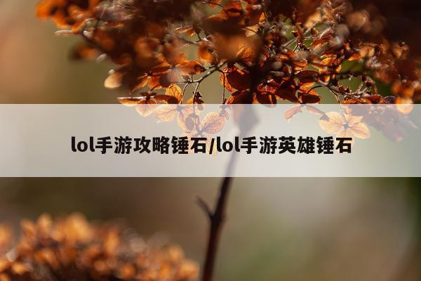 lol手游攻略锤石/lol手游英雄锤石
