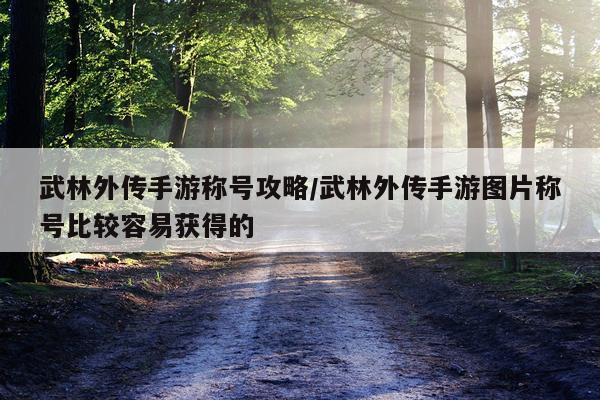 武林外传手游称号攻略/武林外传手游图片称号比较容易获得的