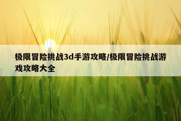 极限冒险挑战3d手游攻略/极限冒险挑战游戏攻略大全