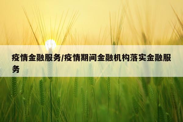 疫情金融服务/疫情期间金融机构落实金融服务