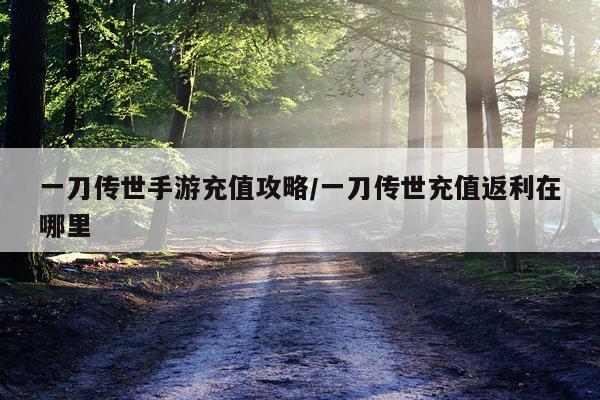 一刀传世手游充值攻略/一刀传世充值返利在哪里